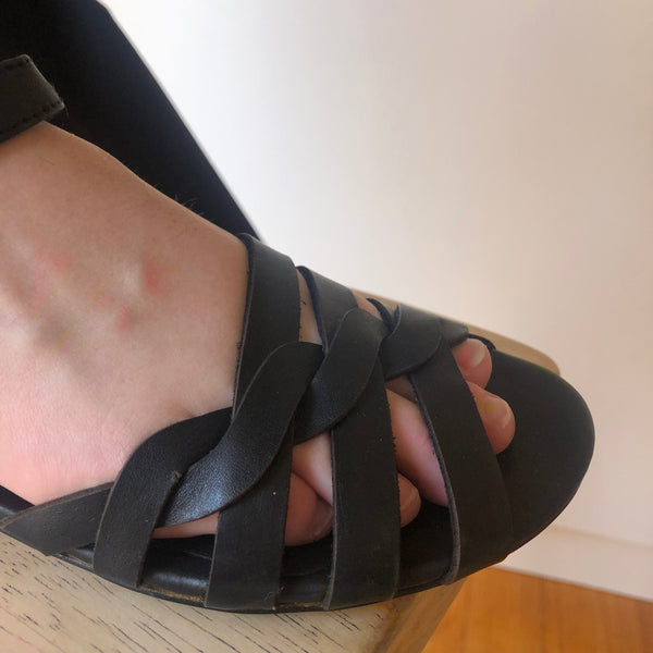 Top End Plume Leather Sandal ~ Orange ~ Black ~ Tan