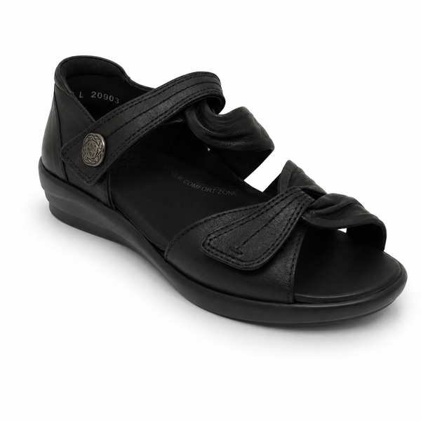 Ziera Doxie ~ Greige ~ Black ~ Leather