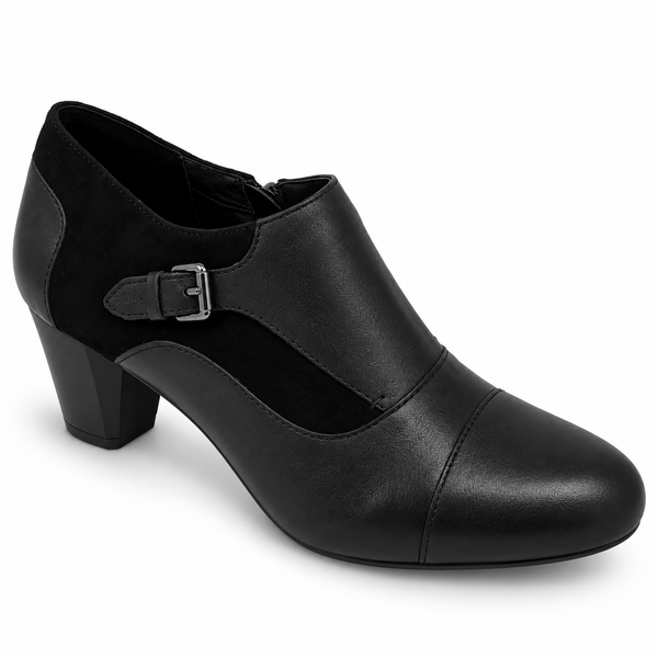 Hush Puppy Bonnie Black Leather and Suede