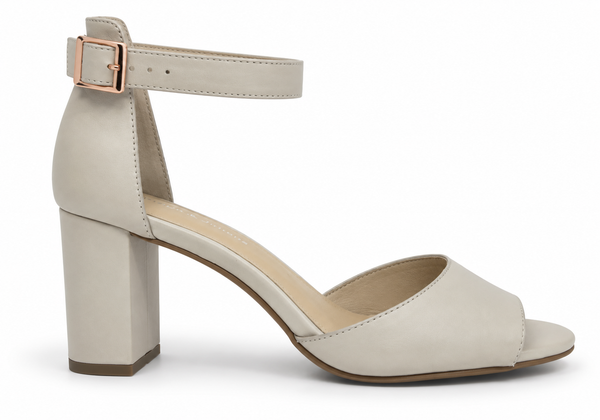 Django & Juliette Tilia Leather Heel ~ Nude ~ Light Pewter