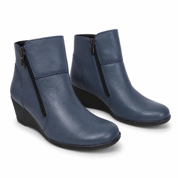 Kiarflex Klark Wedge 3 Colours ~ Black ~ Tan ~ Navy ~ Leather Boot
