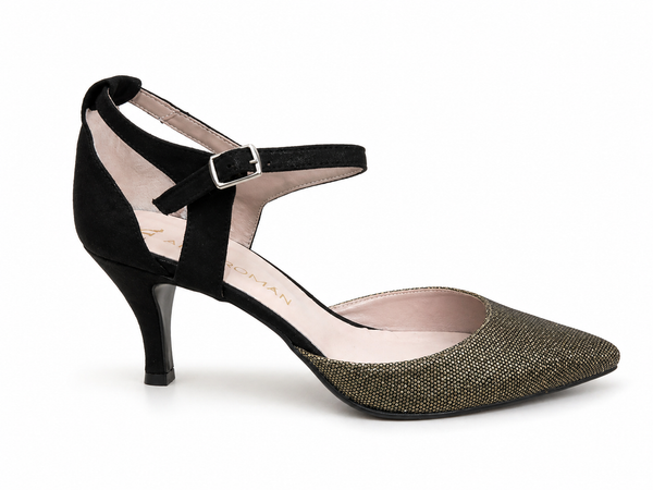 Ana Roman Marilyn Black and Gold Heel