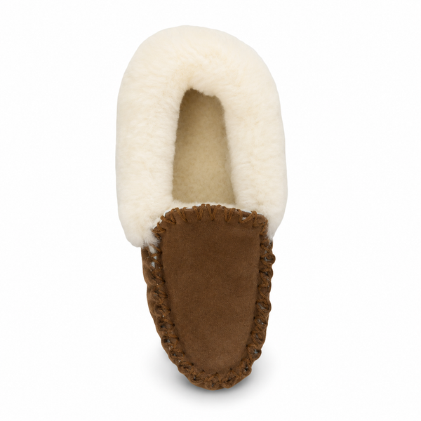 Emu Molly Moccasins ~ Chestnut Cream ~ Black