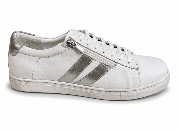 Cabello Ultimate ~ White Silver ~ Black White ~ White Taupe ~ Leather Sneaker