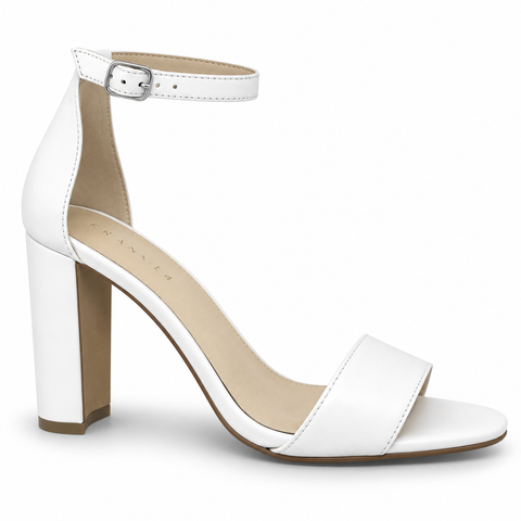 Frankie Sassy-W White Leather Heel
