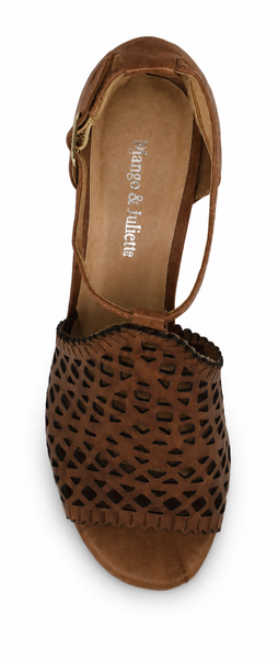 Django & Juliette Cavila ~ Teal ~ Tan ~ Leather Heel