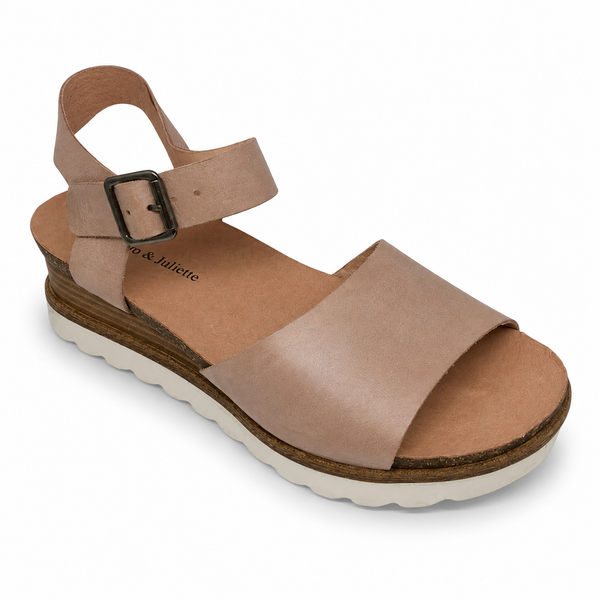 Django & Juliette Babu Leather Heeled Wedge ~ Black ~ Tan ~ Blush