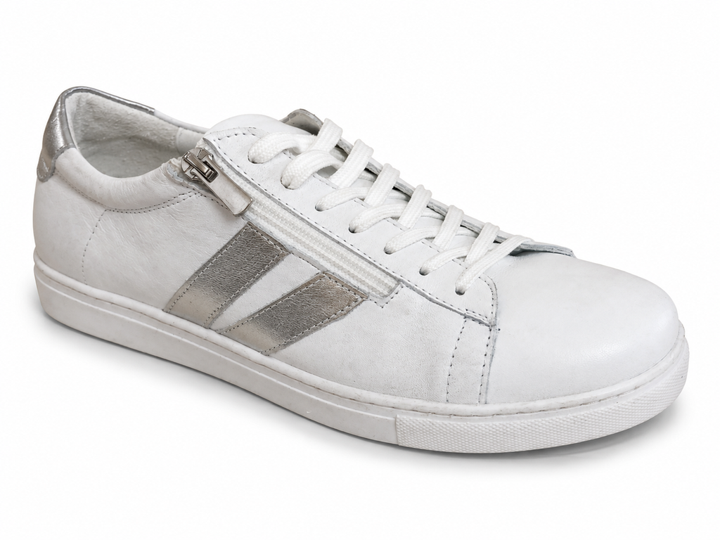 Cabello Ultimate ~ White Silver ~ Black White ~ White Taupe ~ Leather Sneaker