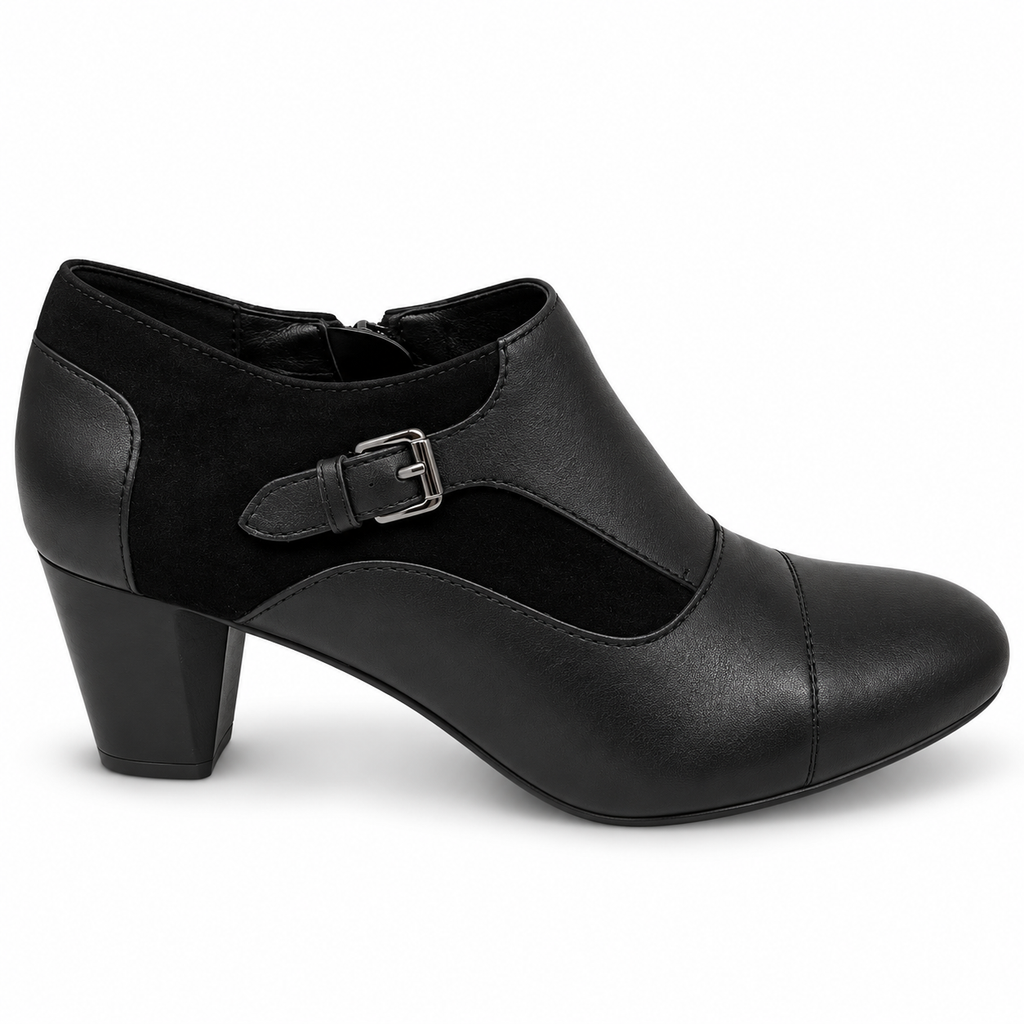Hush Puppy Bonnie Black Leather and Suede