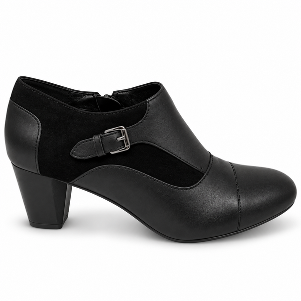 Hush Puppy Bonnie Black Leather and Suede