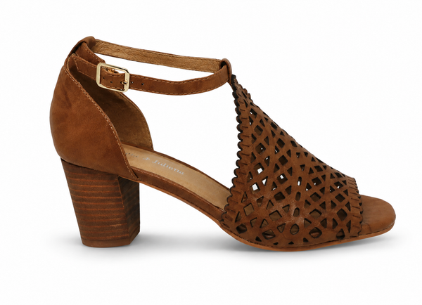 Django & Juliette Cavila ~ Teal ~ Tan ~ Leather Heel