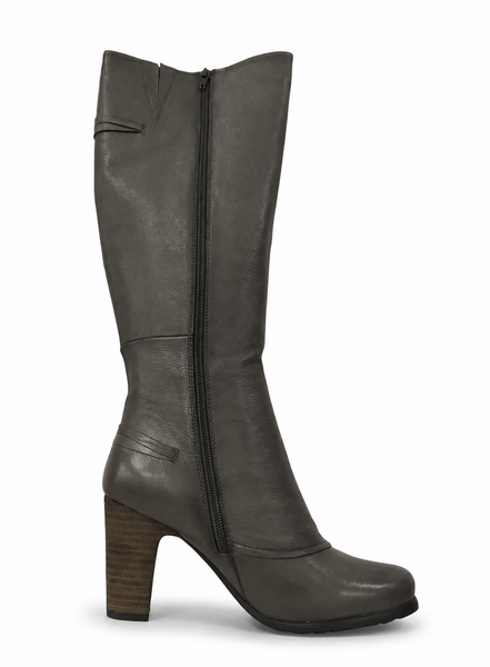 Miz Mooz Nyla Grey Steampunk Leather Long Boot