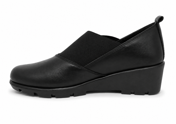 The Flexx Slipslop Black Leather Wedge
