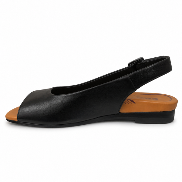 CBD Freda Black Peep Toe Sling Back Leather