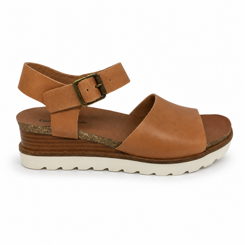 Django & Juliette Babu Leather Heeled Wedge 3 Colours ~ Black ~ Tan ~ Blush