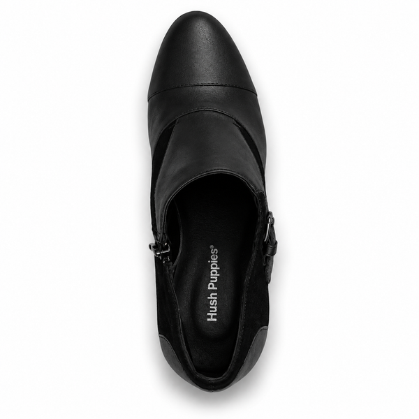 Hush Puppy Bonnie Black Leather and Suede