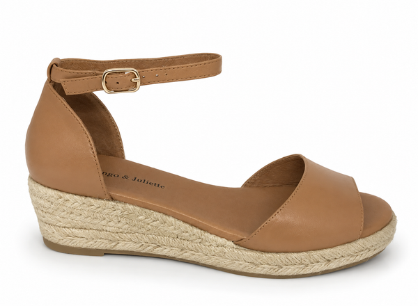 Django & Juliette Skip Tan Leather Espadrille Wedge
