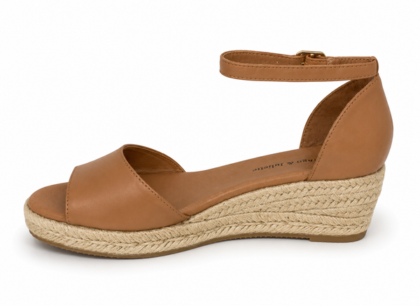 Django & Juliette Skip Tan Leather Espadrille Wedge