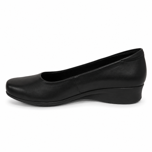 CBD Eadie Black Leather slip on ballet or Court Shoe