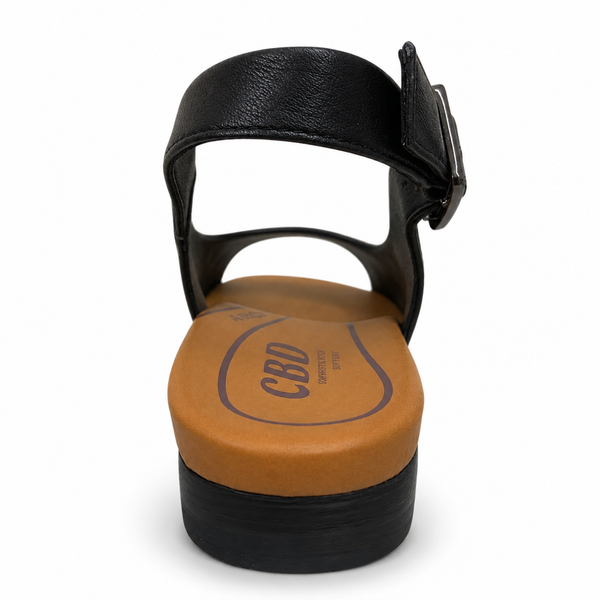 CBD Freda Black Peep Toe Sling Back Leather