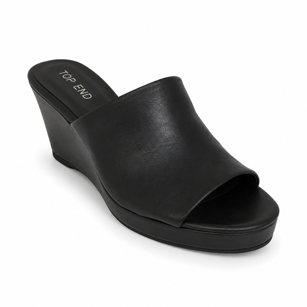 Top End Walar ~ Tan ~ Black ~ Leather Wedge