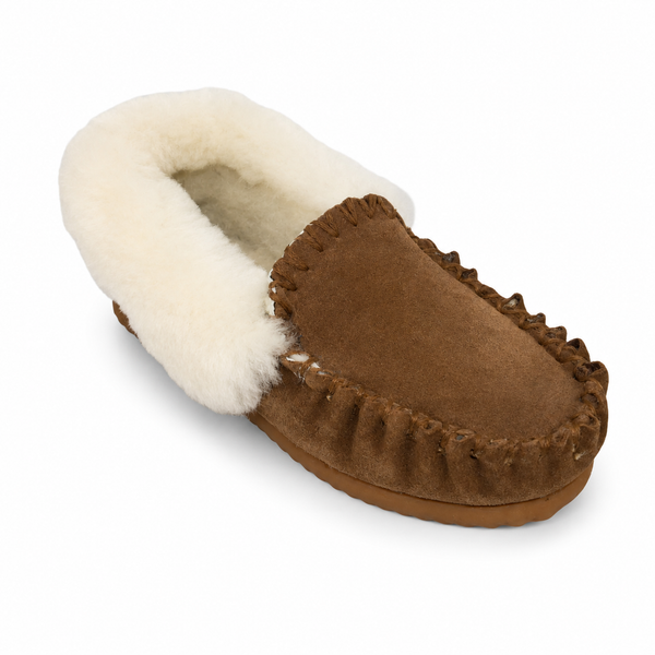 Emu Molly Moccasins ~ Chestnut Cream ~ Black
