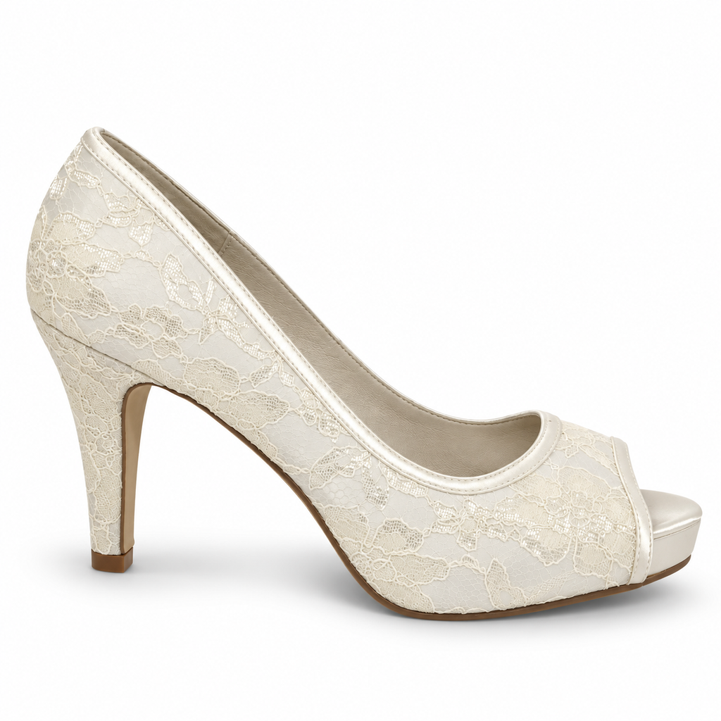 Lily Rose Marlee Ivory Satin and Lace Heel