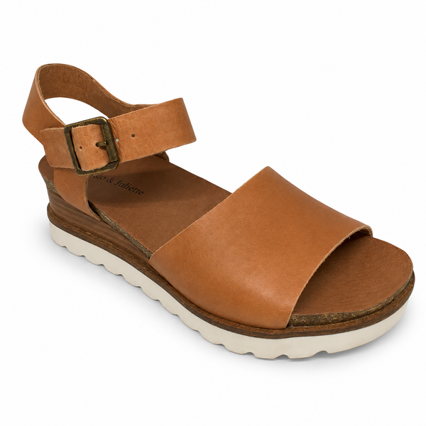 Django & Juliette Babu Leather Heeled Wedge ~ Black ~ Tan ~ Blush