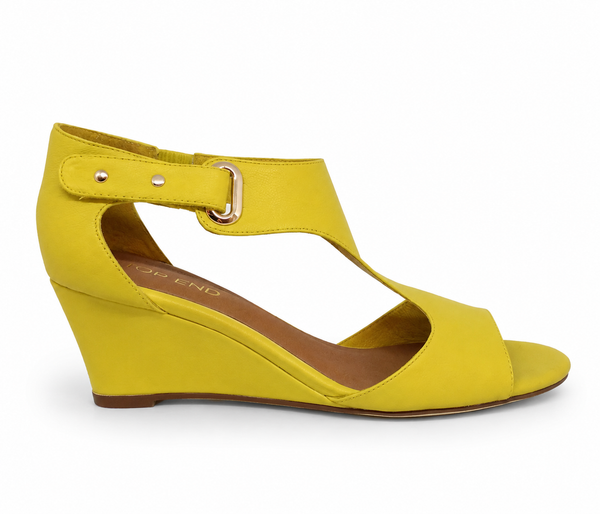 Top End Unico ~ Black ~ Yellow ~ White ~ Leather Wedge