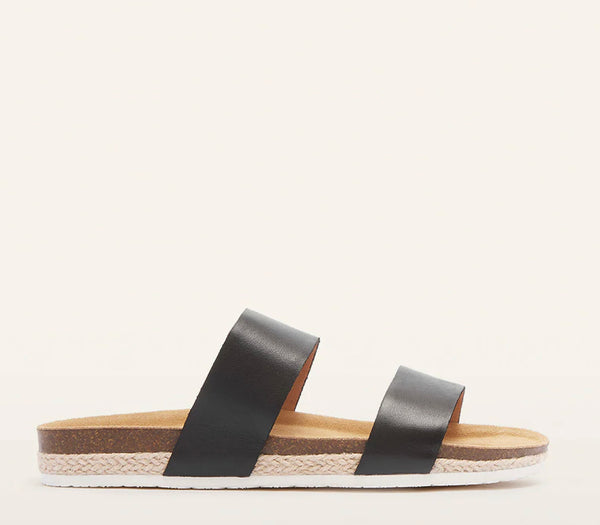 Frankie4 Maria III ~ Black ~ Rose Gold ~ Cognac ~ Leather Slide