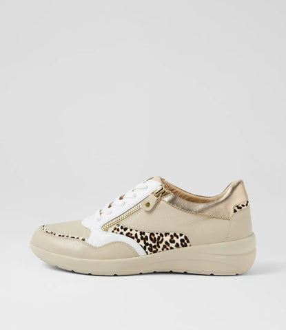 Ziera Nulie ~ Almond/Leopard Multi Leather Sneaker