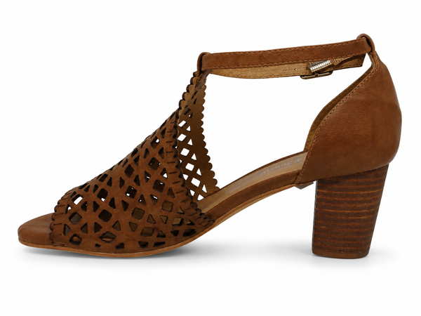 Django & Juliette Cavila ~ Teal ~ Tan ~ Leather Heel