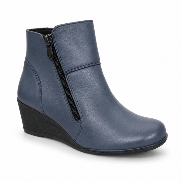 Kiarflex Klark Wedge 3 Colours ~ Black ~ Tan ~ Navy ~ Leather Boot