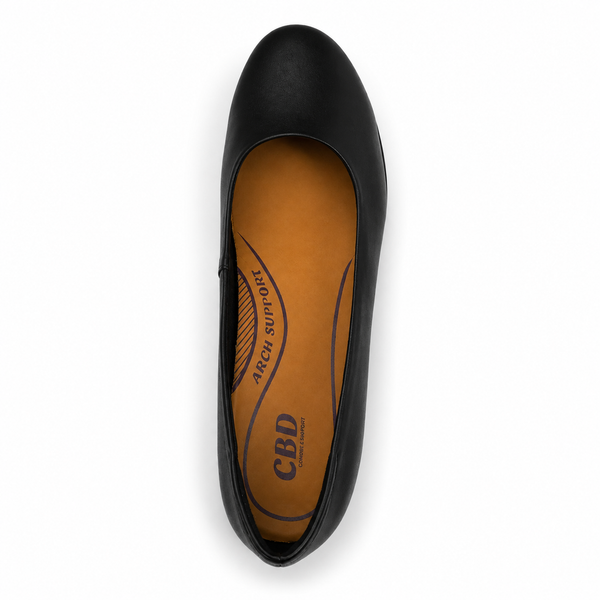CBD Eadie Black Leather slip on ballet or Court Shoe