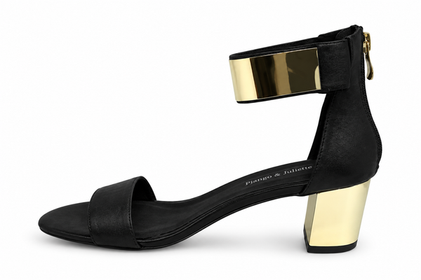 Django & Juliette Quentin Black Leather Heel