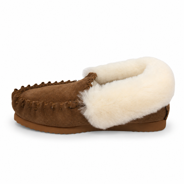 Emu Molly Moccasins ~ Chestnut Cream ~ Black