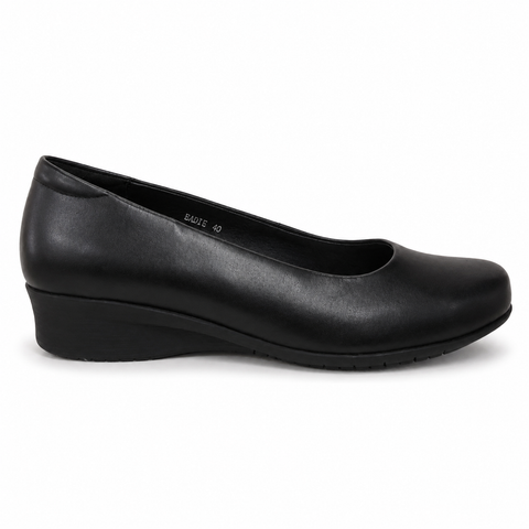 CBD Eadie Black Leather slip on ballet or Court Shoe