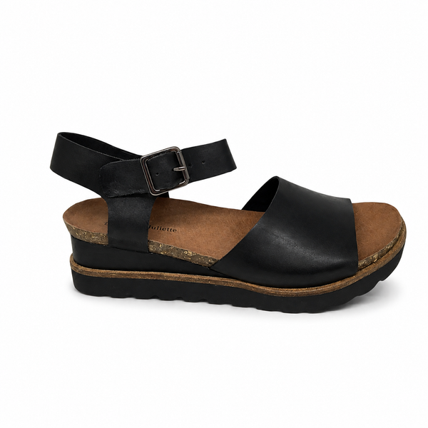 Django & Juliette Babu Leather Heeled Wedge 3 Colours ~ Black ~ Tan ~ Blush