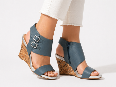 Naturalizer Bayou Blue Jeans Leather Wedge