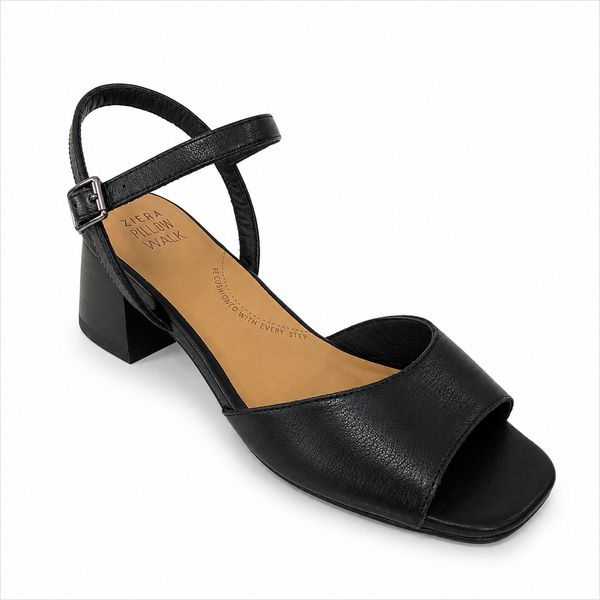 Ziera Caborra Black Wide Leather Heel