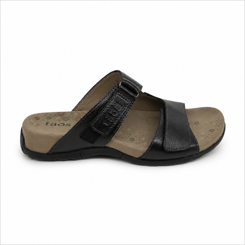 Taos Habana Leather Slide ~ Black size 6