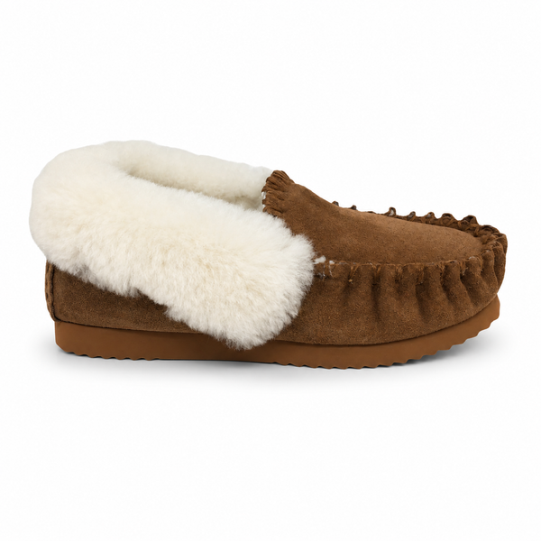 Emu Molly Moccasins ~ Chestnut Cream ~ Black