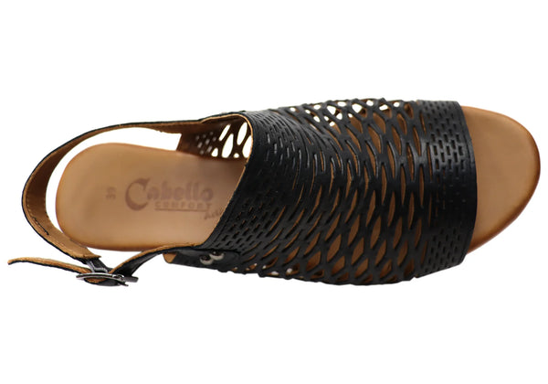 Cabello Alaca Black Leather Sandal