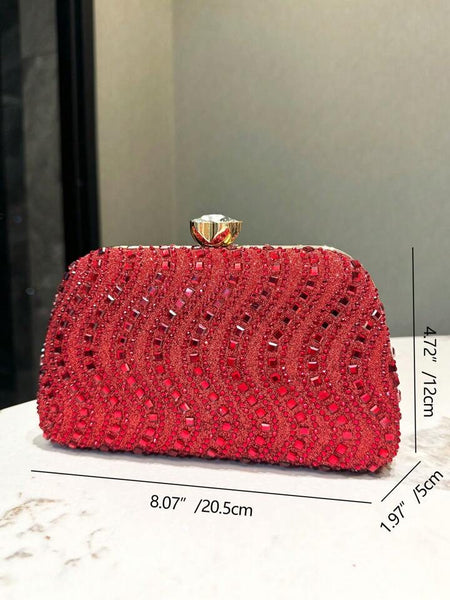 Evening Clutch Jewel Encrusted ~ Red ~ Navy ~ Silver