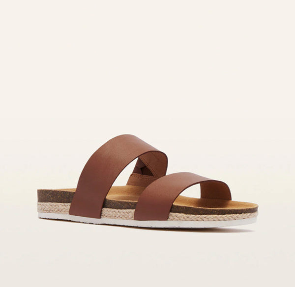 Frankie4 Maria III ~ Black ~ Rose Gold ~ Cognac ~ Leather Slide