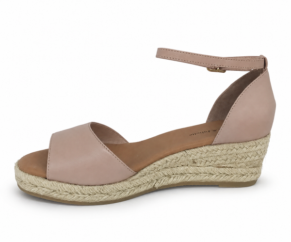 Django & Juliette Skip Rose Leather Espadrille Wedge