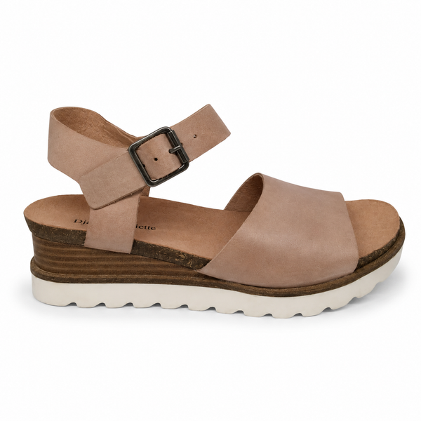 Django & Juliette Babu Leather Heeled Wedge ~ Black ~ Tan ~ Blush