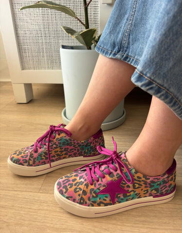 Ziera Alysia ~ Multi Leopard Bright ~ Milk Ivory ~ Leather Sneaker