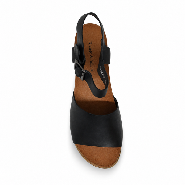 Django & Juliette Babu Leather Heeled Wedge 3 Colours ~ Black ~ Tan ~ Blush