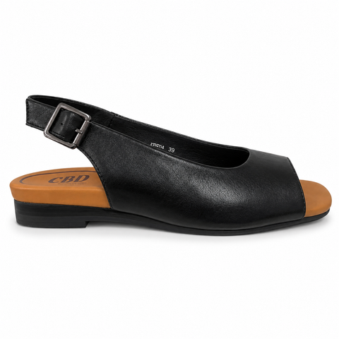 CBD Freda Black Peep Toe Sling Back Leather